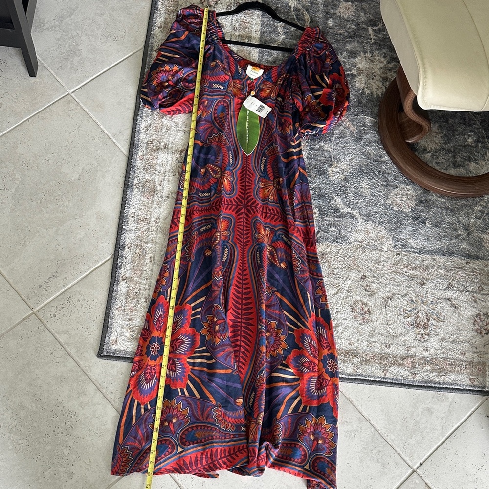 FARM Rio Red and Navy Macaw Paisley Puff-Sleeve Dress - Picture 8 of 9